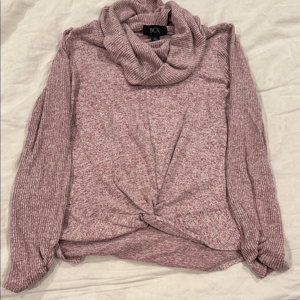 BCX Women's Mauve Cowl Neck Sweater